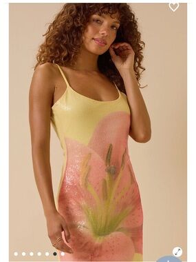 Maxi Yellow and Pink Sequin Slip Dress